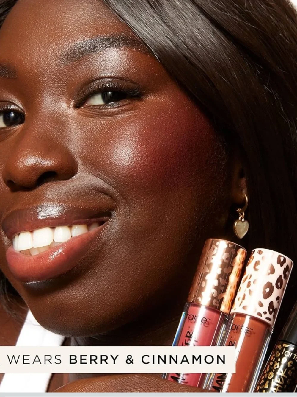 tarte Maneater Mascara with Cinnamon Satin Blush and Berry Blush and Glow